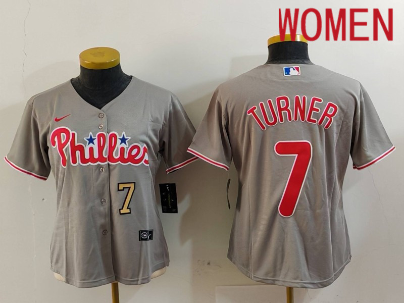 Women Philadelphia Phillies #7 Turner Grey Game Nike 2024 MLB Jersey style 912
